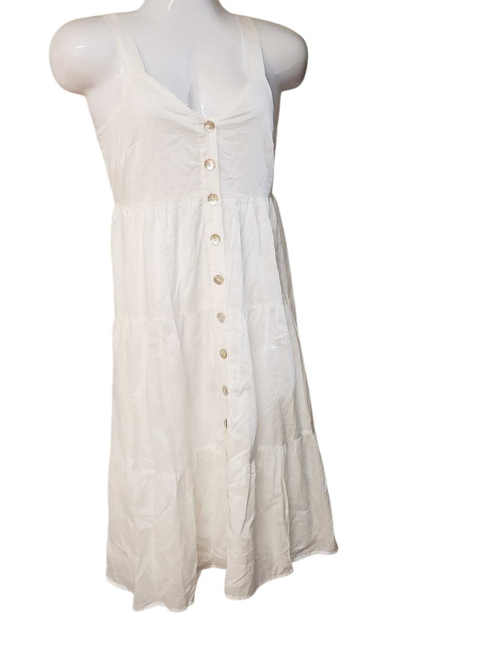 NWT Rails White Button-Front Sleeveless Sun Dress Women's Size S
